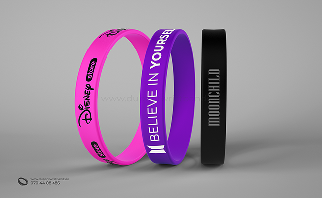 debossed silicone hand band designs